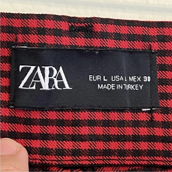4/$25 Zara Women Red Skinny Pant Glen Plaid Check Large Stretch Casual Retro Y2K - Picture 5 of 15